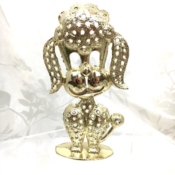 Torfino Kitsch 50's Poodle Earring Stand Gold Tone Metal Vtg 80s - Picture 2 of 7